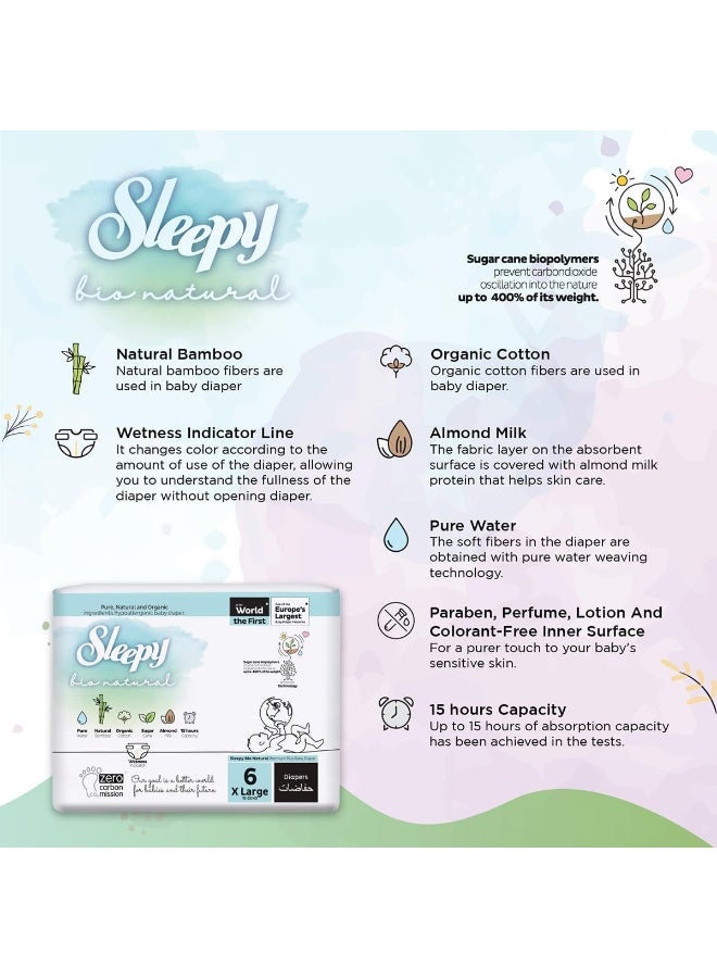 Sleepy عبوة من 128 حفاضات بيبي بيو الطبيعية الحجم 6، 4 × 32 قطعة - Image 3