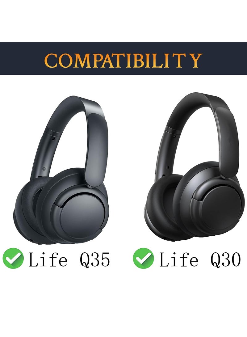 Earpads Replacement for Anker Soundcore Life Q30/Q35 Headphones Ear Pads Cushions with Softer Protein Leather Noise Isolation Foam (Black)  - Image 2