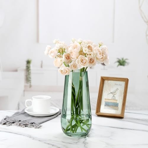 JAKY Global Modern Large Glass Vase H-9.8" Green Vases for Flowers, Centerpieces and Decorative Accents - Tall Plant Vase for Office Home Table Decor - Image 4