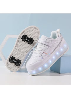 Generic Kids LED Light-Up Skates 2023 Glowing Dual Wheels 2988 white [four wheels] 
