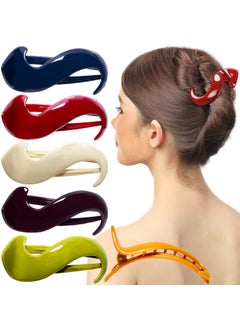 RC ROCHE ORNAMENT 6 Pcs Womens S Shape Anti Slip Firm Grip Comfortable Side Slide Beauty Chic Strong Premium Quality Plastic Lightweight Hair Accessories Clips Medium Classic Multicolor