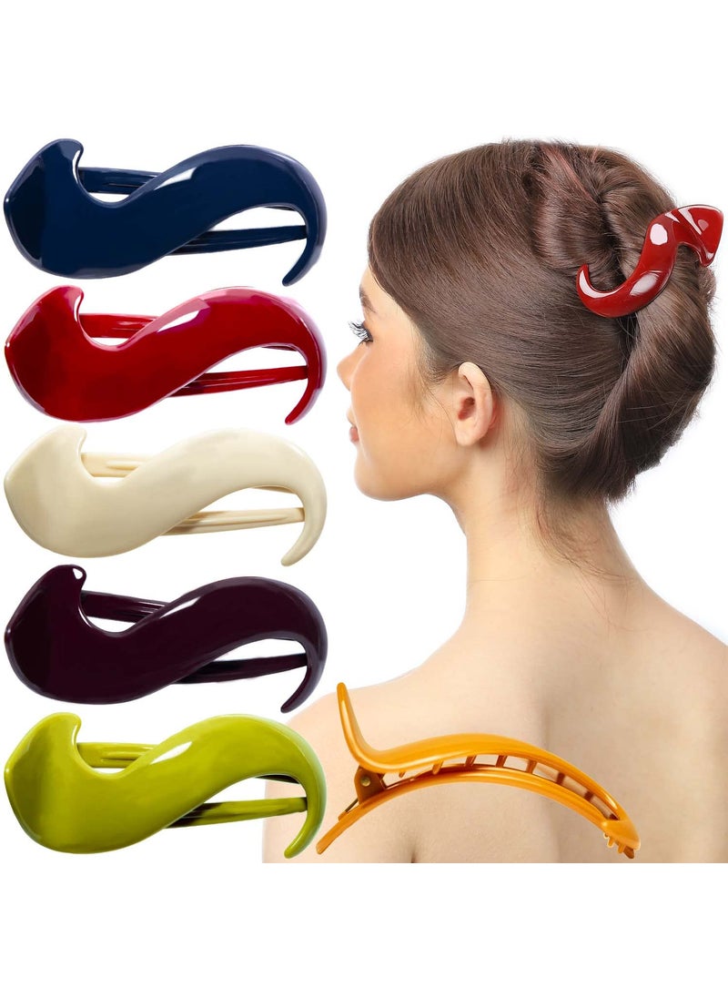 RC ROCHE ORNAMENT - RC ROCHE ORNAMENT 6 Pcs Womens S Shape Anti Slip Firm Grip Comfortable Side Slide Beauty Chic Strong Premium Quality Plastic Lightweight Hair Accessories Clips Medium Classic Multicolor - Image 1