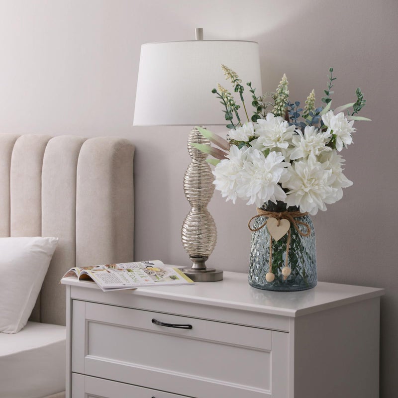 Leftover Fake Flowers in Vase,White Artificial Flowers Centerpieces for Tables,Fake Plant and Faux Flowers for Vase,Silk Flower Arrangements for Home Decor Living Room,Coffee Table Decor - Image 4
