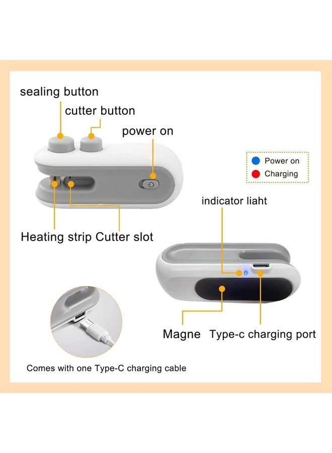 Mini Bag Sealer Handheld Heat Sealer 2 in 1 Plastic Bag Sealer and Cutter USB Rechargeable Portable Food Sealer for Storage Snacks Freshness 3 Modes ,Fast Charging - Image 3