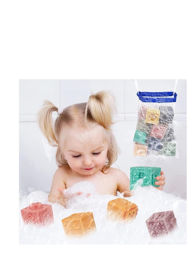 Raxoom Baby Blocks Toys Soft Stacking Blocks Montessori Learning Babies Infant Teething Chewing Toy, Squeeze Sensory Toys, Bath Toy for Toddler Baby Girl Boy with Suction Cup Storage Bag - Image 2