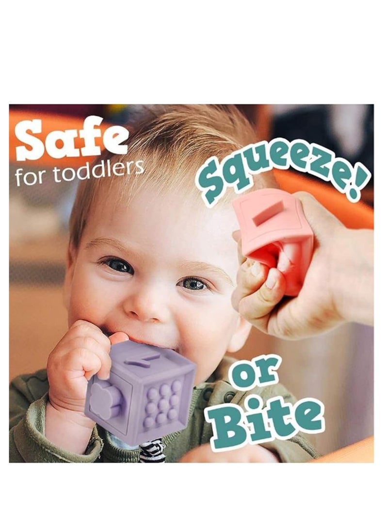 Raxoom Baby Blocks Toys Soft Stacking Blocks Montessori Learning Babies Infant Teething Chewing Toy, Squeeze Sensory Toys, Bath Toy for Toddler Baby Girl Boy with Suction Cup Storage Bag - Image 5