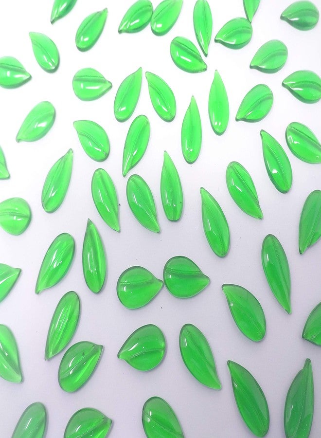 Excel Impex Completely Flat Bottom Gopi Shaped Glass Crystals, Glass Pebbles Glass Gems for Decoration, Making Crafts or Aquarium Decor(22 mm x 10mm x 4mm Size)- Set of 50 | Color Green - Image 1
