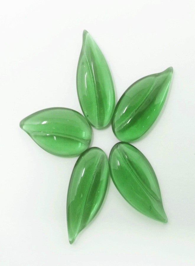 Excel Impex Completely Flat Bottom Gopi Shaped Glass Crystals, Glass Pebbles Glass Gems for Decoration, Making Crafts or Aquarium Decor(22 mm x 10mm x 4mm Size)- Set of 50 | Color Green - Image 2
