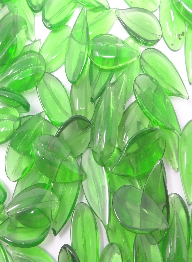 Excel Impex Completely Flat Bottom Gopi Shaped Glass Crystals, Glass Pebbles Glass Gems for Decoration, Making Crafts or Aquarium Decor(22 mm x 10mm x 4mm Size)- Set of 50 | Color Green - Image 3