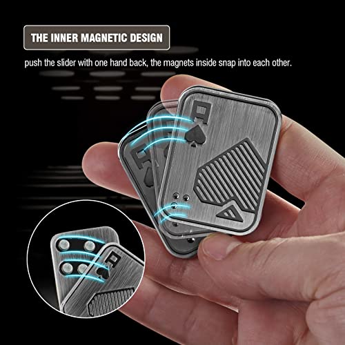 ITOKEY Fidget Toys Adults, EDC Metal Fidget Slider, Magnetic Poker Push Card, Sensory Toys for Anxiety ADHD Autism, Cool Fidgets for Teens Boy, Small Magnet Toys for Stress Relief Gifts - Image 3