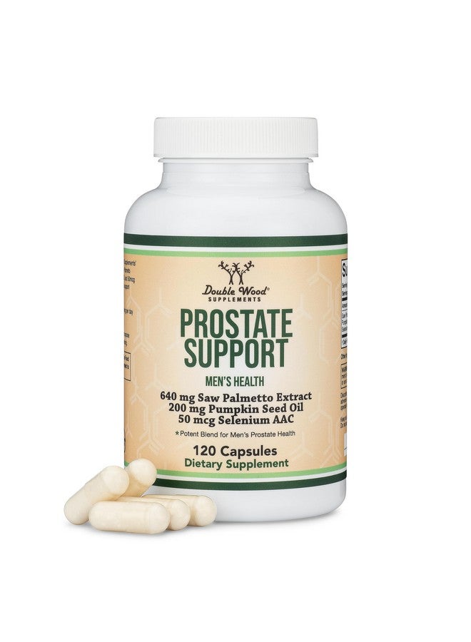 Double Wood Supplements مكمل دعم البروستاتا لصحة الرجال (120 كبسولة) حصة واحدة يوميًا لمدة 30 يومًا يدعم وظيفة البروستاتا والتحكم في البول (نخيل الساوا، زيت بذور اليقطين، سيلينيوم) من دابل وود - Image 1