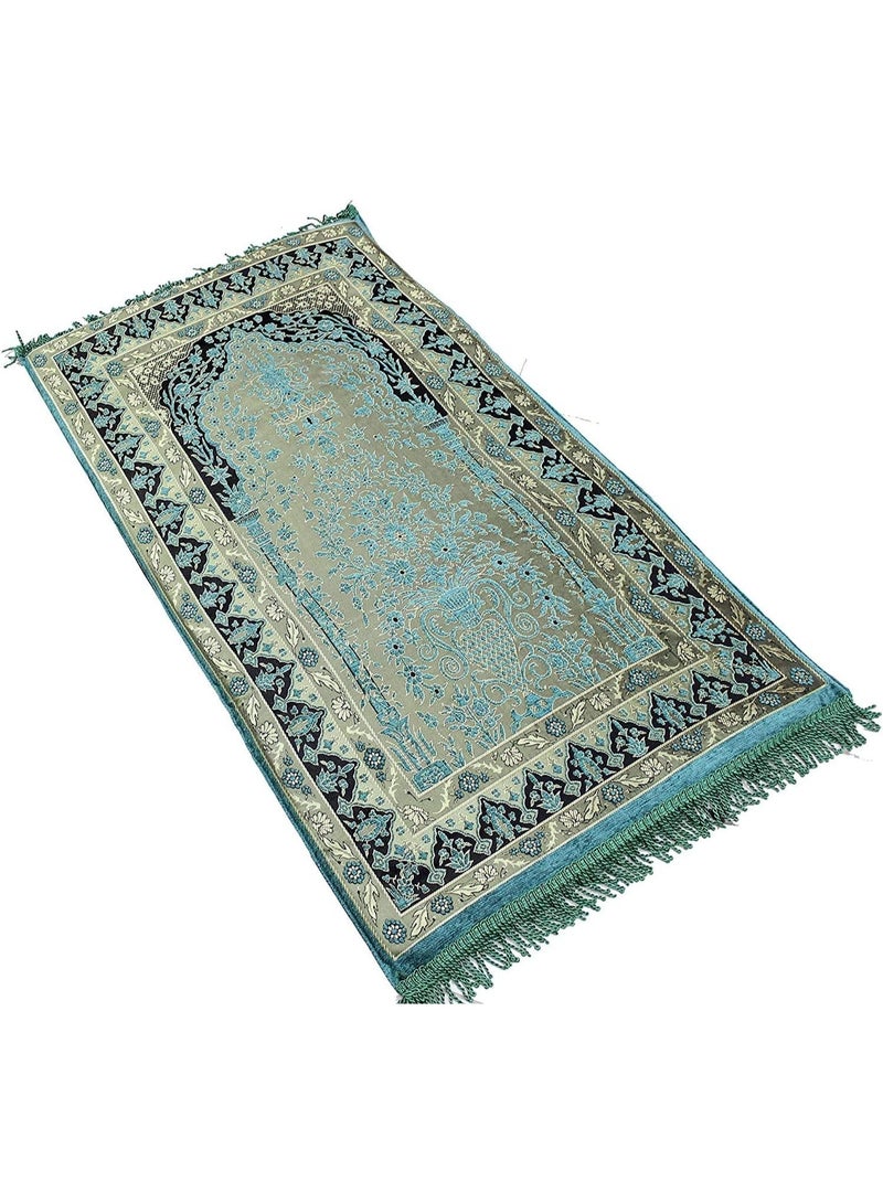 Sundus Comfortable Prayer Mat – Soft Cushioned Islamic Prayer Rug with Joint Support, Ideal for Daily Salah at Home or Mosque - Blue Green - Image 1