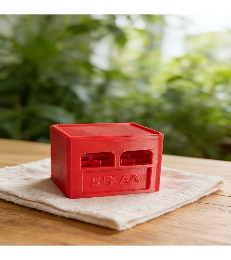 Red Battery Storage Case For Crate Style Battery Organizer Stackable Plastic Desktop Holder Large Capacity Multi Functional Hardware Bin Durable Anti Drop Portable Home Garage Office Container - Image 3