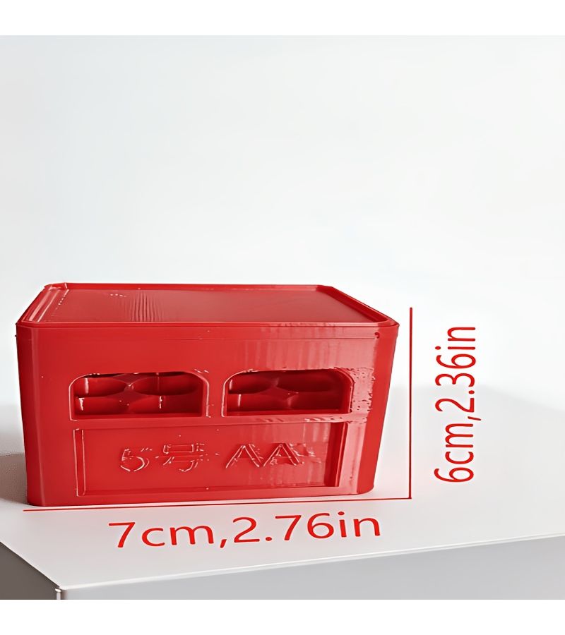 Red Battery Storage Case For Crate Style Battery Organizer Stackable Plastic Desktop Holder Large Capacity Multi Functional Hardware Bin Durable Anti Drop Portable Home Garage Office Container - Image 2