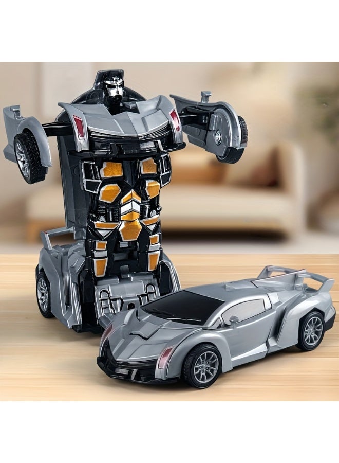 شابية ألعاب سيارات وشاحنات تعمل بالاحتكاك للأولاد من عمر 3 إلى 8 سنوات، ألعاب سيارات متحولة للأطفال، هدايا عيد ميلاد الأكثر شعبية للأولاد. (رمادي) - Image 1