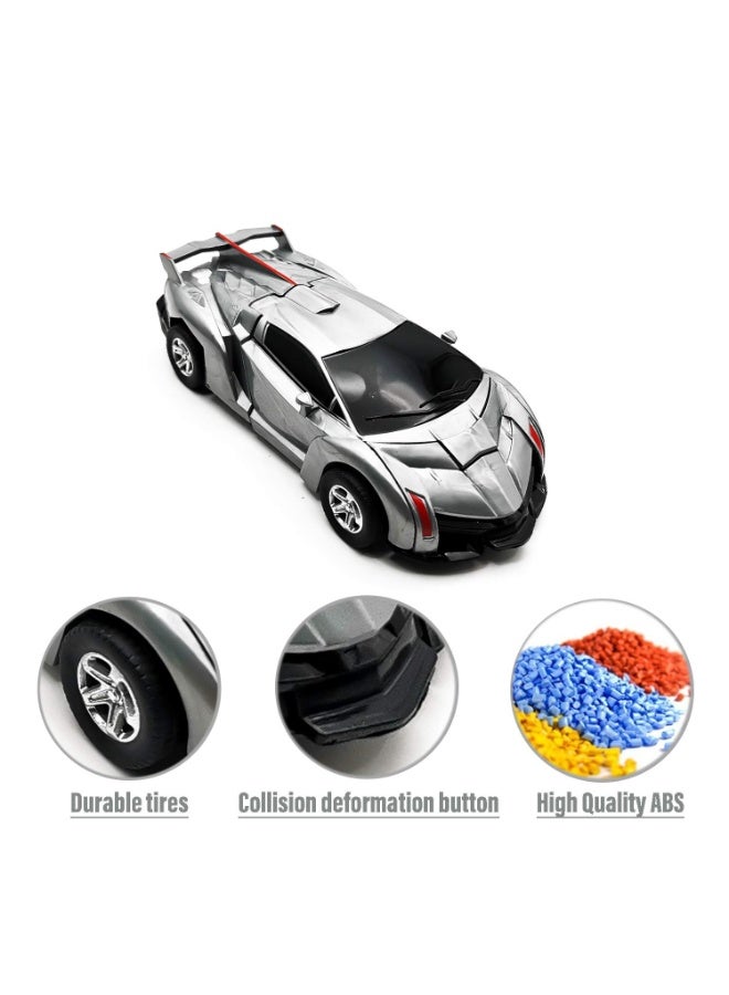 شابية ألعاب سيارات وشاحنات تعمل بالاحتكاك للأولاد من عمر 3 إلى 8 سنوات، ألعاب سيارات متحولة للأطفال، هدايا عيد ميلاد الأكثر شعبية للأولاد. (رمادي) - Image 5