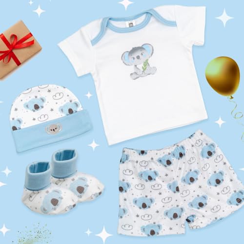 Mee Mee New Born Baby Gift Set | Soft Cotton Clothing Essentials for Infants/Baby Girls, Boys | Baby Shower Clothing Hamper (4 Pieces, Blue)| Ideal Gift for New Born Baby - Image 3