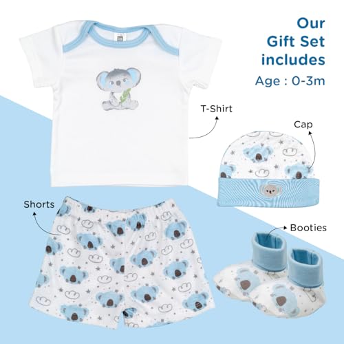 Mee Mee New Born Baby Gift Set | Soft Cotton Clothing Essentials for Infants/Baby Girls, Boys | Baby Shower Clothing Hamper (4 Pieces, Blue)| Ideal Gift for New Born Baby - Image 4