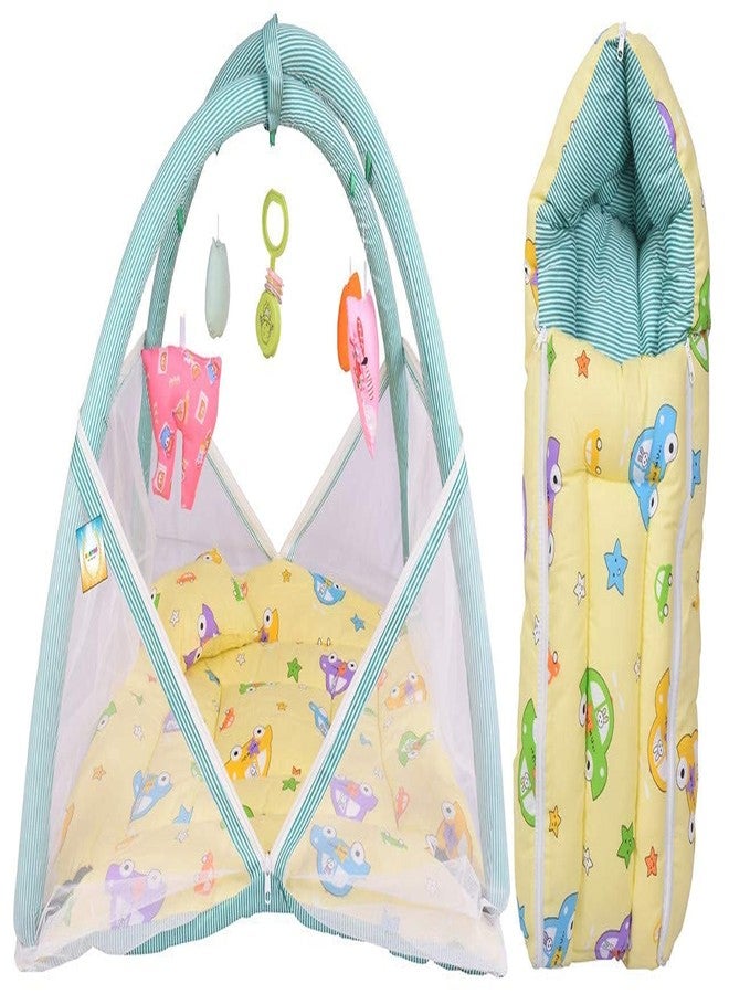 Kwitchy طقم سرير أطفال حديثي الولادة من كويتشي، يتضمن سريرًا مع ناموسية وحقيبة حمل (من 0 إلى 6 أشهر) باللون الأصفر - Image 1