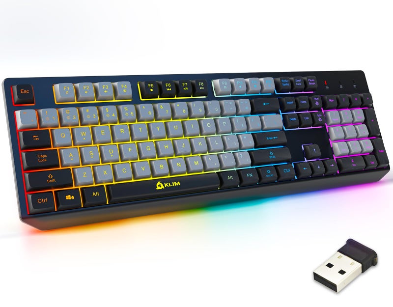 KLIM Chroma Wireless Keyboard â€“ RGB Backlit Gaming, Rechargeable Battery, PC Keyboard, Durable & Water-Resistant, Compatible with PS4, PS5 & Mac - Black - Image 1