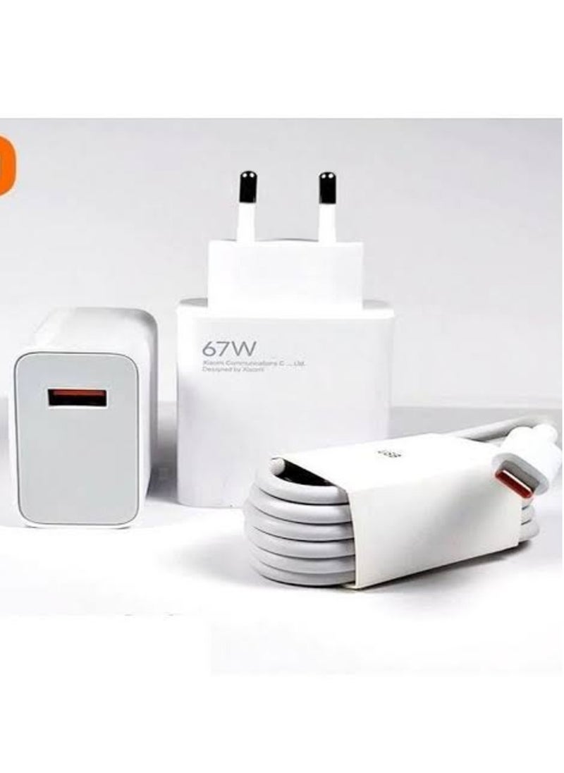 Generic Fast Charger 67W Power Adapter Charger With USB-C Cable For Mi Xiaomi Devices 