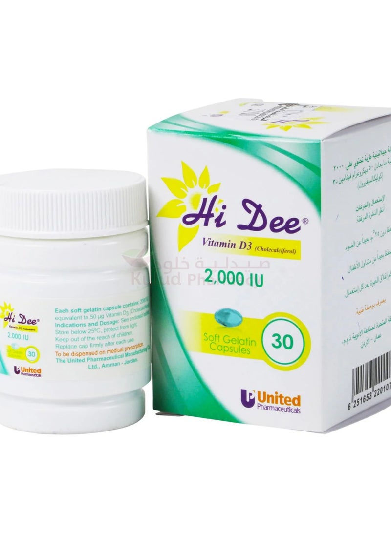 Hi Dee Vitamin D3 2000 IU Soft Gelatin Capsules 30's
