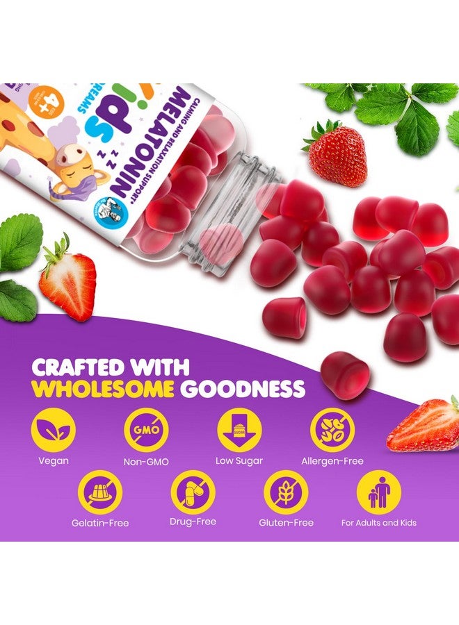 دكتور موريتز حلوى جيلاتين الميلاتونين من دكتور موريتز للأطفال والكبار حلوى جيلاتين للأطفال بنكهة الفراولة الطبيعية - قابلة للمضغ 1 ملغ من الميلاتونين للمراهقين - الميلاتونين للأطفال (60 قطعة) - Image 5