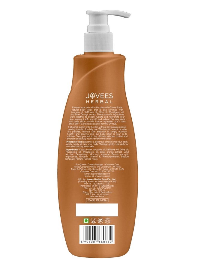 Jovees Herbal Cocoa Butter Hand & Body Lotion For Hydrates & Moisturise For All Skin Types 500ml - Image 2
