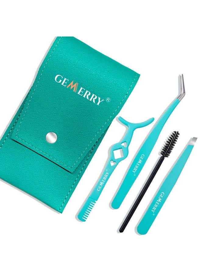 جيمري ملقط الرموش لمجموعات الرموش، 4 قطع، أداة وضع الرموش، مجموعة ملقط الرموش المصنوعة يدويًا، ملقط تمديد الرموش من الفولاذ المقاوم للصدأ مع فرشاة الرموش وملقط الحواجب، مجموعة أدوات وضع الرموش - Image 1