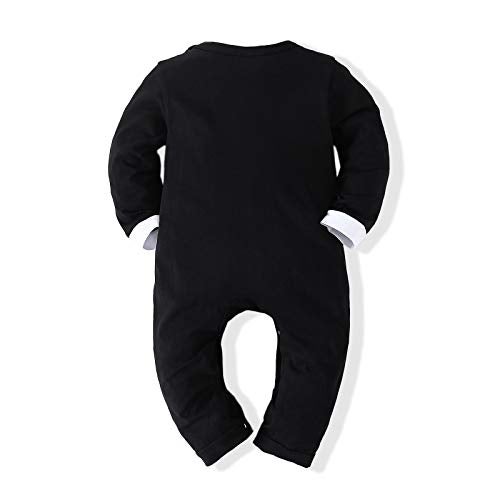 Kimocat Baby Boy Romper Tuxedo Jumpsuit Gentleman One-Piece Button-Down Bowtie Wedding Suit Bodysuit - Image 2