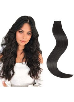 Invisible Tape in Hair Extensions Natural Human Hair Extensions 20 Pieces 50 Grams 18in1B