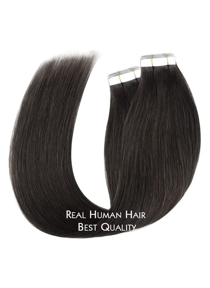 Estelle - Invisible Tape in Hair Extensions Natural Human Hair Extensions 20 Pieces 50 Grams 18in1B - Image 1