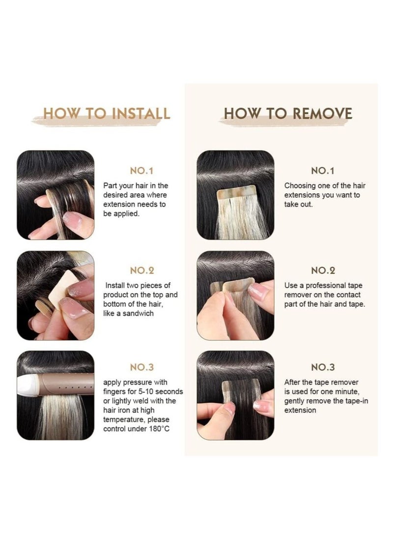 Estelle - Invisible Tape in Hair Extensions Natural Human Hair Extensions 20 Pieces 50 Grams 18in1B - Image 1