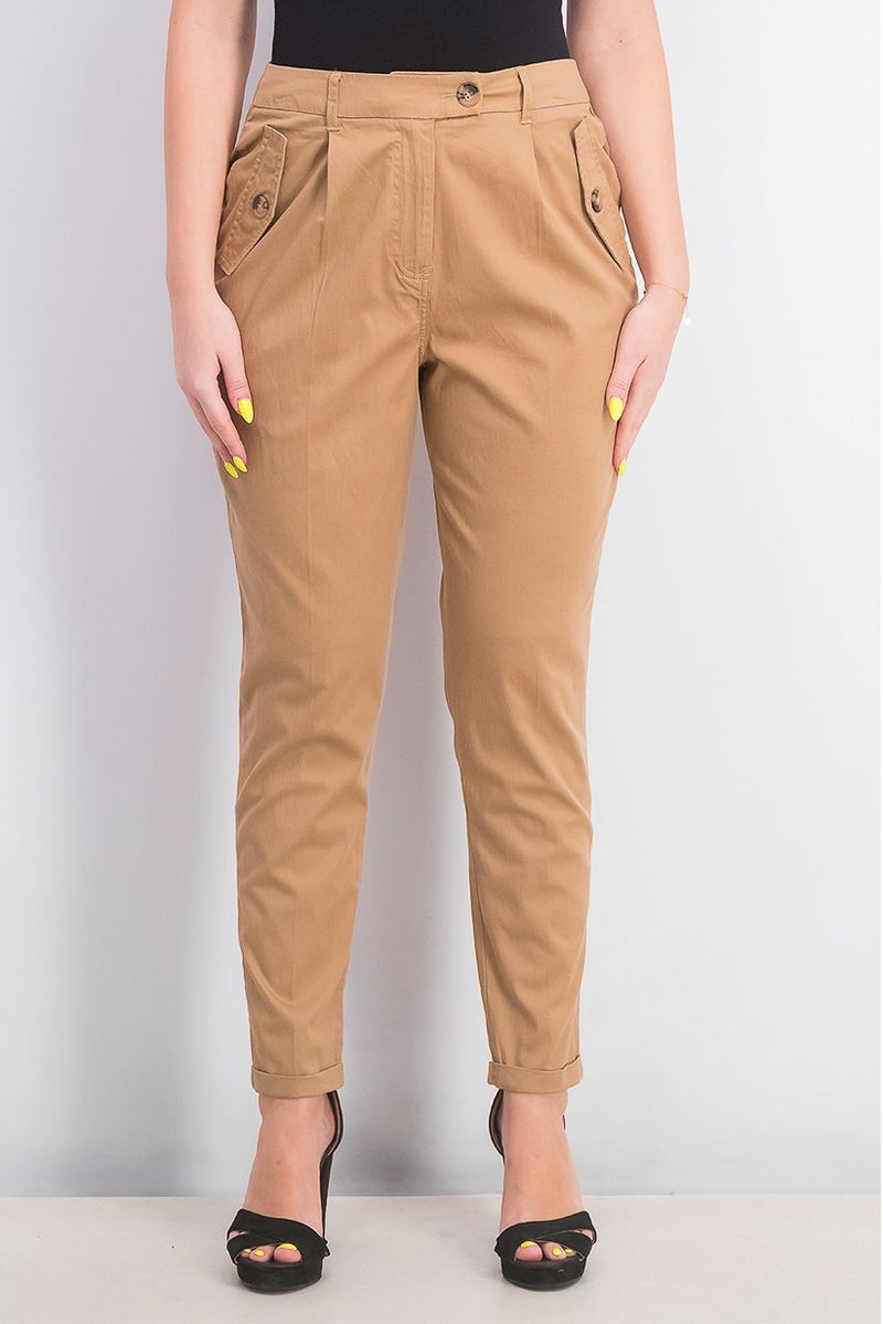 Mohito Women Regular Fit High Rise Pull,On Pants, Tan - Image 1