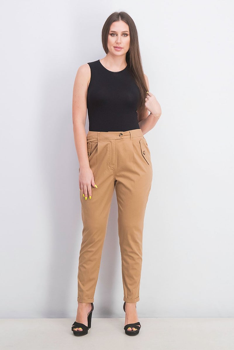 Mohito Women Regular Fit High Rise Pull,On Pants, Tan - Image 4