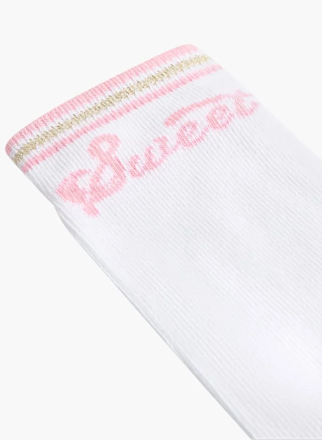 ليتل ميسي Girls Printed Non-Terry Ankle Length Socks - Set of 5