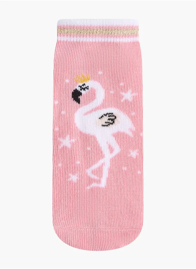 Little Missy Girls Printed Non-Terry Ankle Length Socks - Set of 5