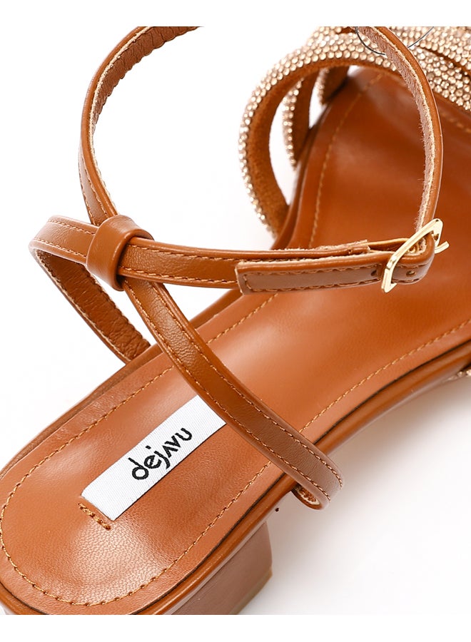 DejaVu Mid Heel Strassy Sandals - Image 4