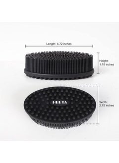 Heeta Body Brush For Wet Dry Brushing Silicone Body Scrubber For Gentle Exfoliating On Softer Glowing Skin Gentle Massage With Silicone Loofah Bath Brush Shower Brush For Women Men Kids (Black)  - Image 4