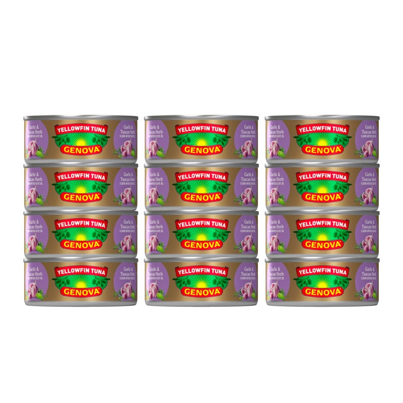 Genova Premium Yellowfin Tuna in Garlic and Tuscan Herb Infused Olive Oil 5 Ounce Can Pack of 12 Wild Caught Solid Light - Image 3
