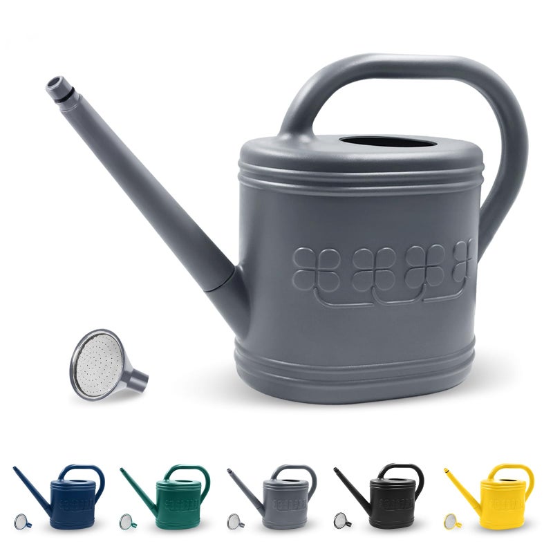 Giftsfaloy 2 Gallon Watering Can Outdoor Watering Can for Plants Garden Water Can with Removable Long Spout and Stainless Steel Sprinkler Head Large Water Can for Greenhouse Grey 2 Gallon - Image 2