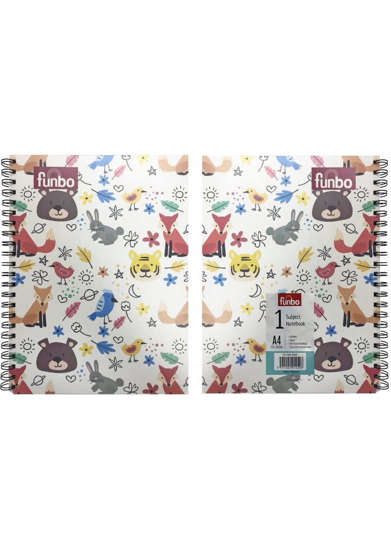 Funbo - FUNBO - A4 Size, 80 Sheet Single subject notebook with PP cover (Furry Tales) - Image 1