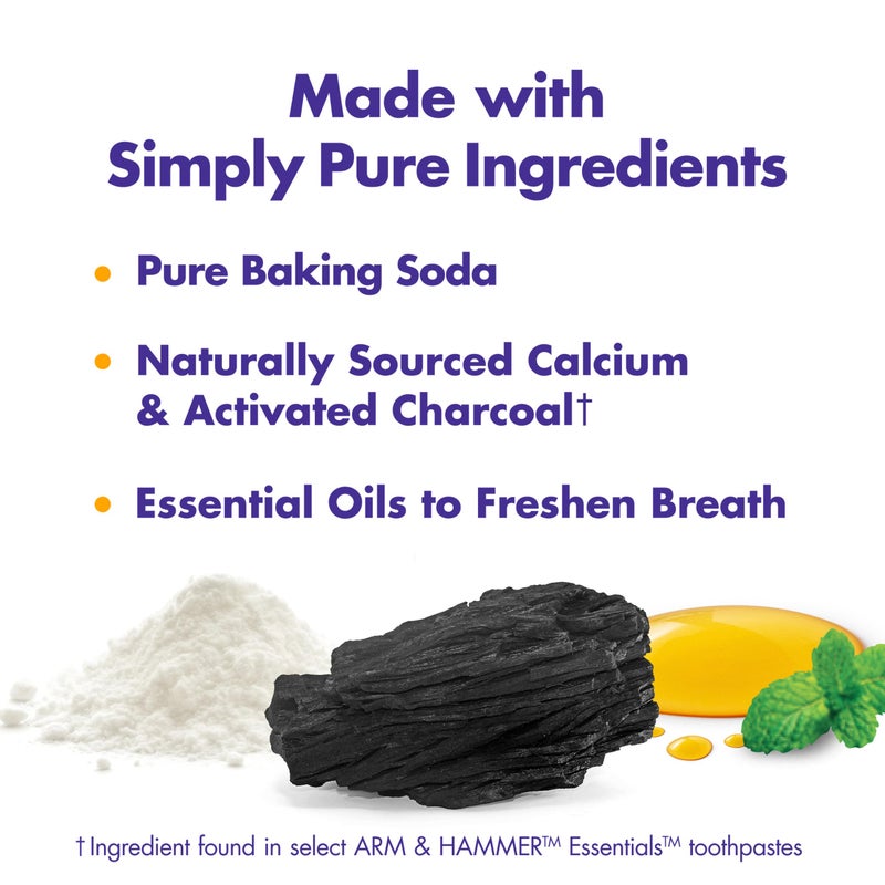 ARM & HAMMER Essentials Fluoride-Free Toothpaste, Whitening + Activated Charcoal Toothpaste, 4 Pack of 4.3oz Tubes, Clean Mint, 100% Natural Baking Soda - Image 3