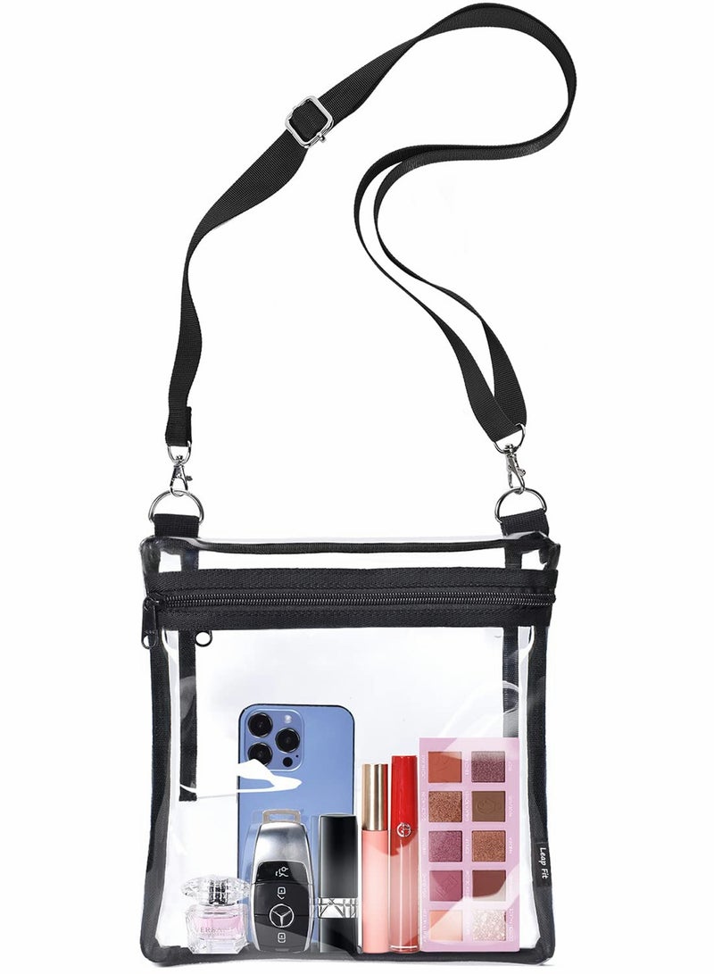 Excefore Clear Bag Stadium Approved Purse See Through Crossbody Concert Bags for Women Men Transparent Plastic Security Messenger Handbag Sports Events Festivals - Image 1