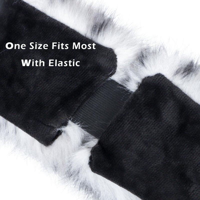 LA CARRIE Faux Fur Headband with Stretch Women's Winter Earwarmer Earmuff(Gray Leopard Printed) - Image 3