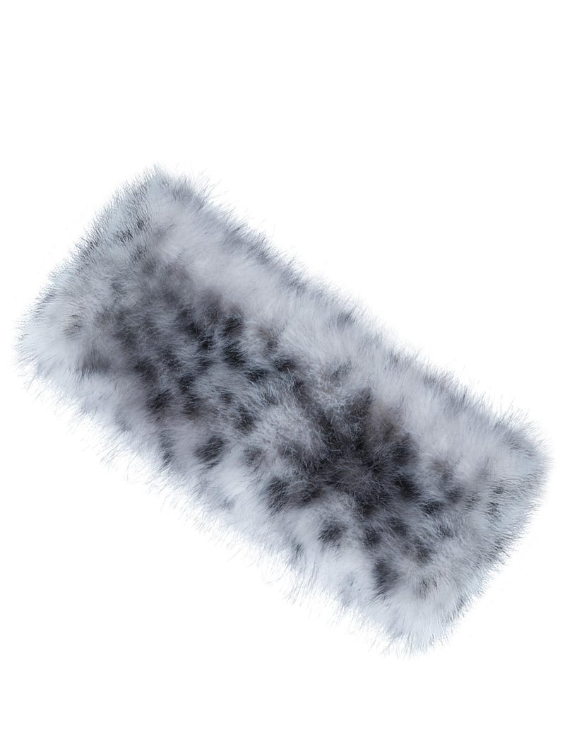 LA CARRIE Faux Fur Headband with Stretch Women's Winter Earwarmer Earmuff(Gray Leopard Printed) - Image 5