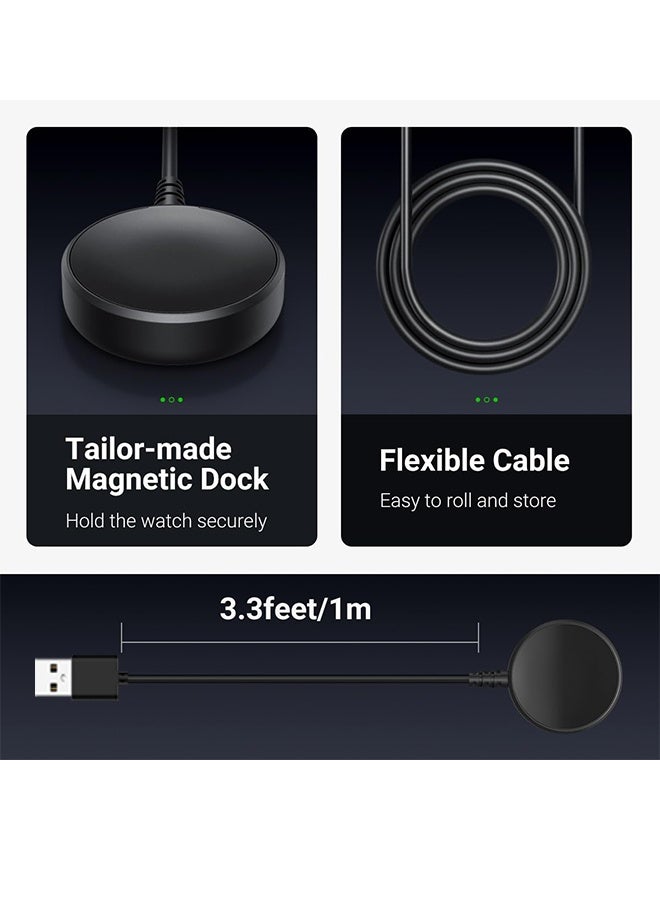 Wffo Smart Watch Charging Cable - USB-A Magnetic Charging Dock - Charger Cord Compatible with Samsung Galaxy Watch - for Samsung Galaxy Watch Ultra/7/6/5/4/Active 2/1 - Fast Charger Cable for Smart Watch - With 3.3ft/1m Charging Cable - Black - Image 2