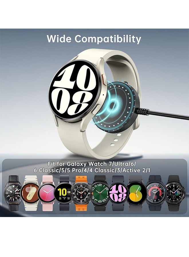 Wffo Smart Watch Charging Cable - USB-A Magnetic Charging Dock - Charger Cord Compatible with Samsung Galaxy Watch - for Samsung Galaxy Watch Ultra/7/6/5/4/Active 2/1 - Fast Charger Cable for Smart Watch - With 3.3ft/1m Charging Cable - Black - Image 3