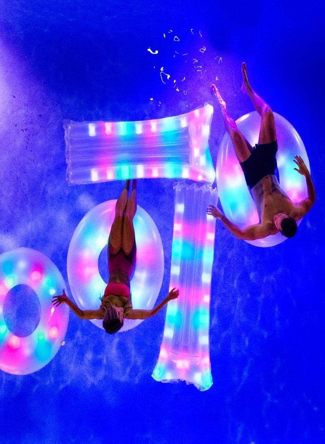 PoolCandy Illuminated LED Pool Raft; 72" Deluxe Pillow Raft Perfect for Day and Night time use. - Image 4