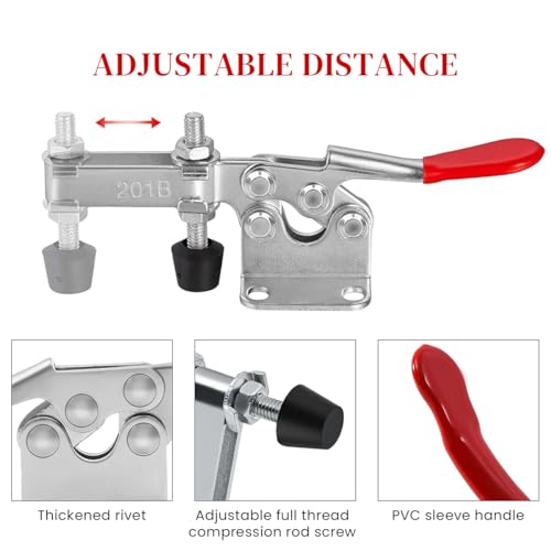 Serplex® 4Pcs Toggle Clamp, 220LBS Holding Capacity, Quick Release Horizontal Clamps Antislip Steel Hold Down Clips for Woodworking Jigs and Fixtures, Metalworking, Welding & DIY Projects - Image 2